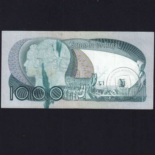 Erro de Impressão - Nota de 1000 Escudos 1982 D. Pedro V, 1000$00 26/10/1982 Chapa: 11 - Banco de Portugal (Circulada), Pick 175