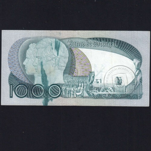 Erro de Impressão - Nota de 1000 Escudos 1982 D. Pedro V, 1000$00 26/10/1982 Chapa: 11 - Banco de Portugal (Circulada), Pick 175