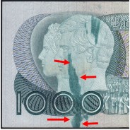 Erro de Impressão - Nota de 1000 Escudos 1982 D. Pedro V, 1000$00 26/10/1982 Chapa: 11 - Banco de Portugal (Circulada), Pick 175