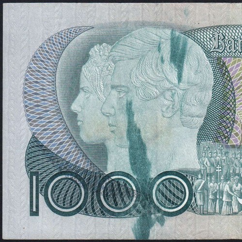 Erro de Impressão - Nota de 1000 Escudos 1982 D. Pedro V, 1000$00 26/10/1982 Chapa: 11 - Banco de Portugal (Circulada), Pick 175