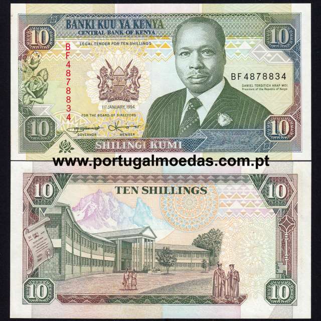 Quénia - Nota de 10 Shilling 1994 (Não circulada) - Pick 24f