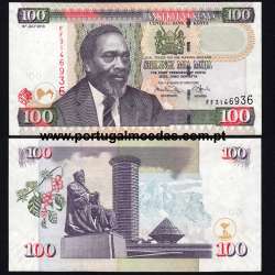 Quénia - Nota de 100 Shilling 2010 (Pouco Circulada) - Pick 48e