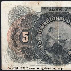 Angola, 5 Escudos 1921, 1 de janeiro 1921, Francisco de Oliveira Chamiço, Banco Nacional Ultramarino 03c