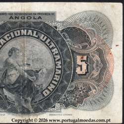 Angola, 5 Escudos 1921, 1 de janeiro 1921, Francisco de Oliveira Chamiço, Banco Nacional Ultramarino 04d