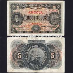 Angola, 5 Escudos 1921, 1 de janeiro 1921, Francisco de Oliveira Chamiço, Banco Nacional Ultramarino, (Circulada), Angola Pick57