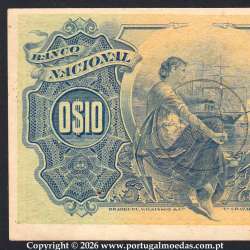 10 Centavos 1914, 5 de Novembro de 1914, Moçambique - Banco Nacional Ultramarino, Lourenço Marques -03c