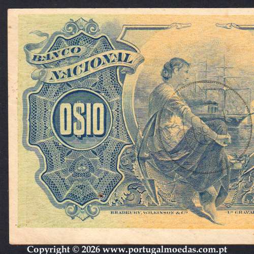 10 Centavos 1914, 5 de Novembro de 1914, Moçambique - Banco Nacional Ultramarino, Lourenço Marques -03c