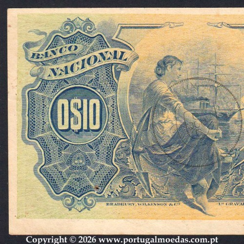 10 Centavos 1914, 5 de Novembro de 1914, Moçambique - Banco Nacional Ultramarino, Lourenço Marques -03c
