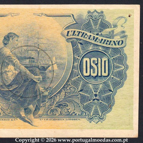 Mozambique, 10 Centavos 1914, Banco Nacional Ultramarino, Lourenço Marques,  Mozambique Pick53 -04c