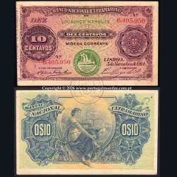 Mozambique, 10 Centavos 1914, Banco Nacional Ultramarino, Lourenço Marques, (Circulated), Mozambique Pick56