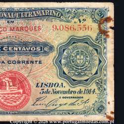 20 Centavos 1914, 5 de Novembro de 1914, Moçambique - Lourenço,  Pick.57 -02b