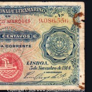 20 Centavos 1914, 5 de Novembro de 1914, Moçambique - Lourenço,  Pick.57 -02b