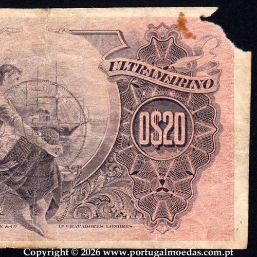 20 Centavos 1914, 5 de Novembro de 1914, Moçambique - Lourenço,  Pick.57 -04d