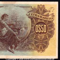 banknote of 50 Centavos 1914 (5 November 1914), Lourenço Marques by Mozambique of Banco Nacional Ultramarino, Pick61 04c