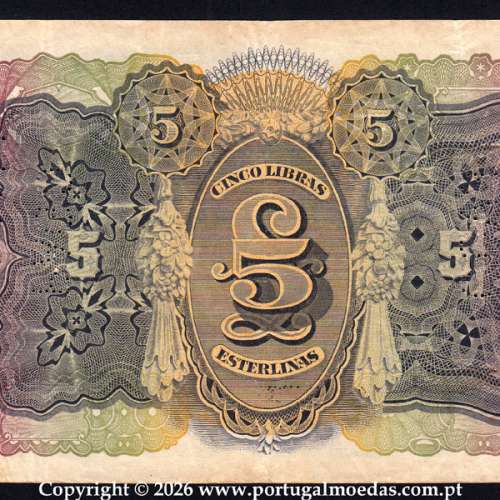 Moçambique, 5 Libras Esterlinas 1934, Companhia de Moçambique - Beira, World Paper Money Pick R32 -04d