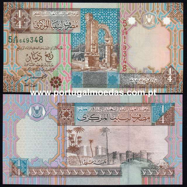 Libia - Nota de 1/4 Dinar 2002 (Não circulada) - Pick 62