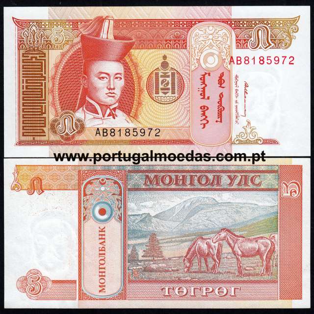 Mongolia - Nota de 5 Tugrik 1993 (Não Circulada) - Pick 53
