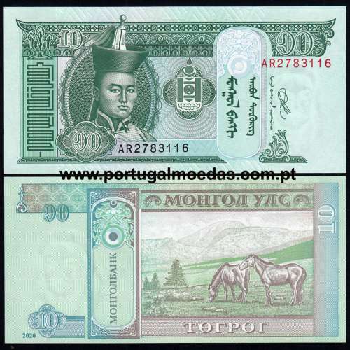 Mongolia - Nota de 10 Tugrik 2020 (Não Circulada) - Pick 62k