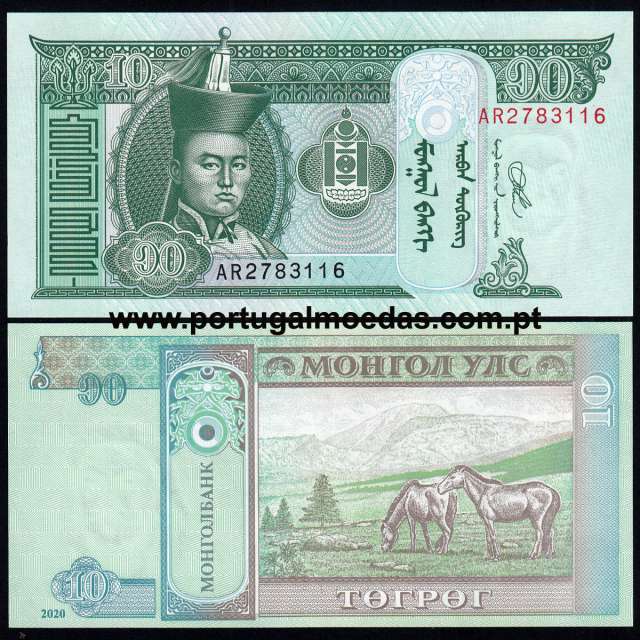 Mongolia - Nota de 10 Tugrik 2020 (Não Circulada) - Pick 62k