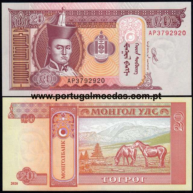 Mongolia - Nota de 20 Tugrik 2020 (Não Circulada) - Pick 63k