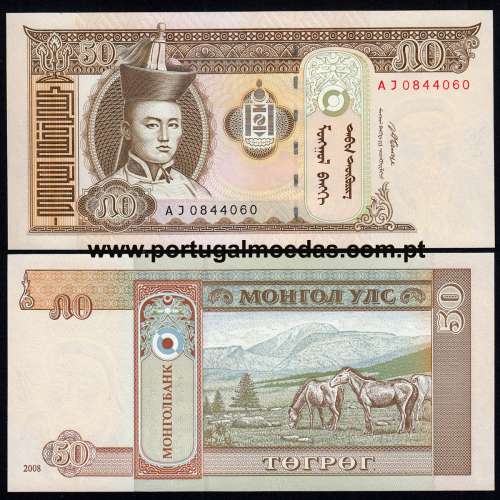 Mongolia - Nota de 50 Tugrik 2008 (Não Circulada) - Pick 64