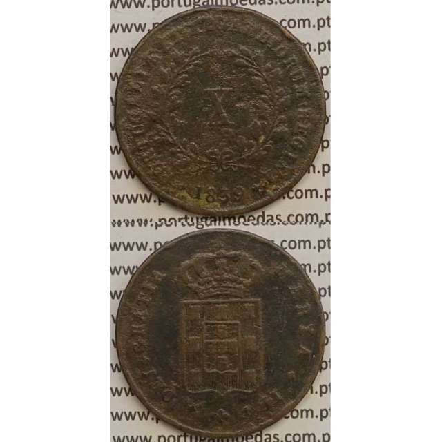 MOEDA X REIS COBRE 1839 (MBC-) MÓDULO MENOR 32mm - D.MARIA II