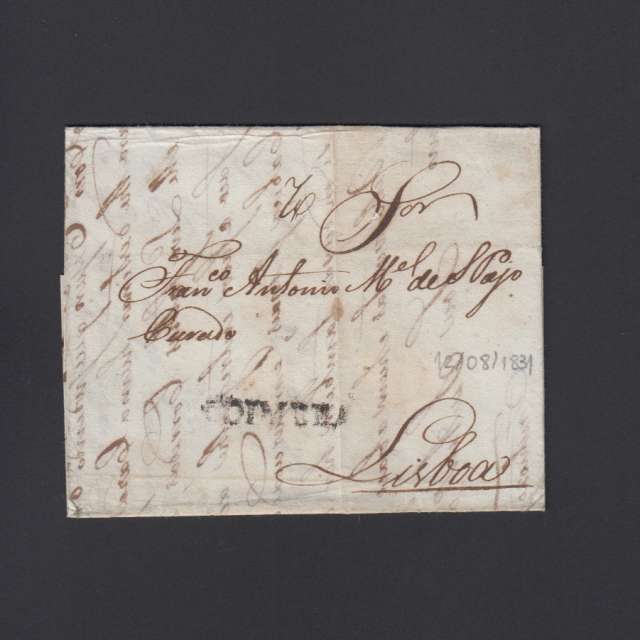 Carta Pré-Filatélica circulada de Coimbra para Lisboa datada de 12-08-1831