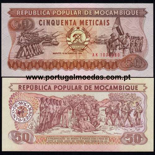 Moçambique - Nota de 50 Meticais 1986 (Não circulada) - Pick 129
