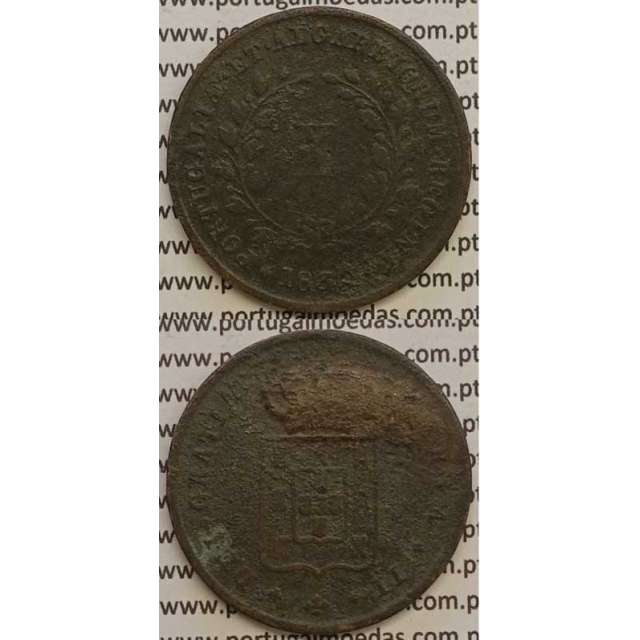 MOEDA X REIS COBRE 1839 (BC) MÓDULO MENOR 32mm - D.MARIA II