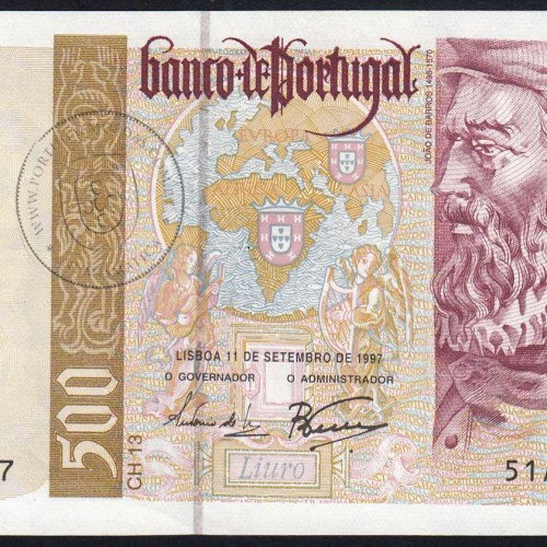 Nota 500 Escudos 1997 João de Barros Série 51A895677 Não Circulada