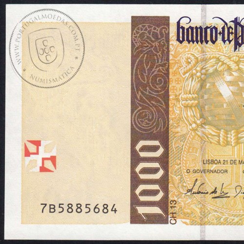 1,000 Escudos note, 1998, Pedro Álvares Cabral, Series 7B5885684, Uncirculated, Pick 188
