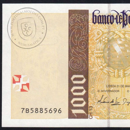 1000 Escudos 1998 Pedro Álvares Cabral Série 7B5885696 UNC World Paper Money Portugal Pick#188
