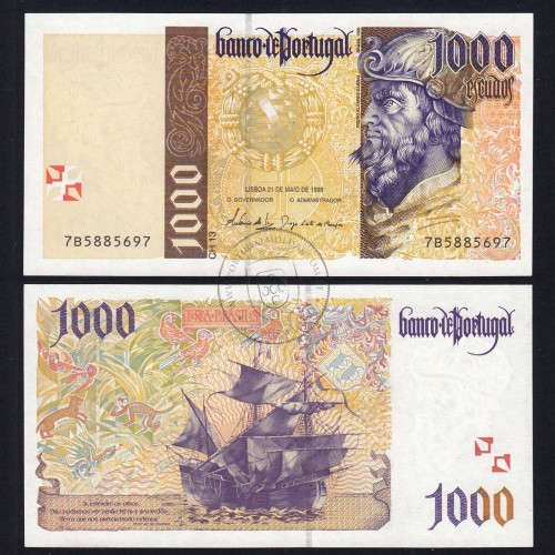 Nota 1000 Escudos 1998 Pedro Álvares Cabral Série 7B5885697 Não Circulada Pick 188