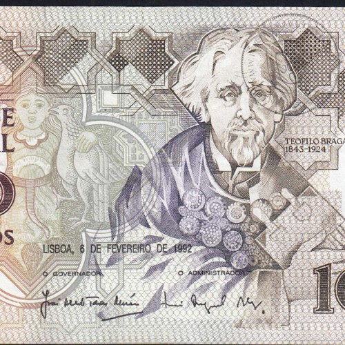 1,000 Escudos note, 6 February 1992, Teófilo Braga, Plate 12, Bank of Portugal, WPM Pick 181, (Little Circulated)