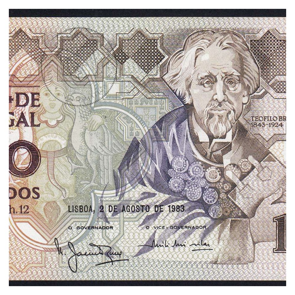 Nota 1000 Escudos 2 Agosto 1983 Teófilo Braga, Chapa 12, Banco de Portugal, World Paper Money Pick 181, (Não Circulada)