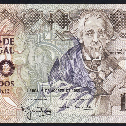 1,000 Escudos note, 2 August 1983, Teófilo Braga, Plate 12, Bank of Portugal, World Paper Money Pick 181, (Uncirculated)