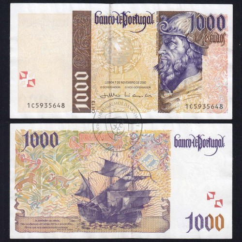 1,000 Escudos banknote 2000 Pedro Alvares Cabral, Plate: 13 - Bank of Portugal (Little Circulated), Pick 188