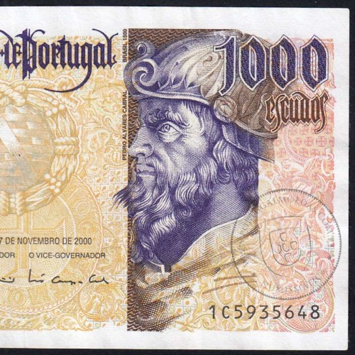 1,000 Escudos banknote 2000 Pedro Alvares Cabral, Plate: 13 - Bank of Portugal (Little Circulated), Pick 188