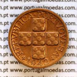Portugal, bronze coin of 20 centavos 1942 Portuguese Republic, XX centavos 1942 Bronze (VF+XF), World Coins Portugal KM 584 01