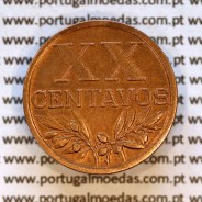 XX centavos 1942 Bronze Republica Portuguesa, 20 centavos 1942 bronze, (MBC+/Bela-), World Coins Portugal KM 584 04