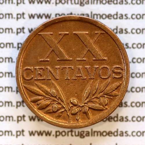 Portugal, bronze coin of 20 centavos 1942 Portuguese Republic, XX centavos 1942 Bronze (VF+XF), World Coins Portugal KM 584
