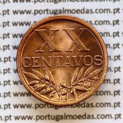 20 centavos 1943 Bronze Republica Portuguesa, XX centavos 1943 bronze, (Soberba), World Coins Portugal KM 584 a2