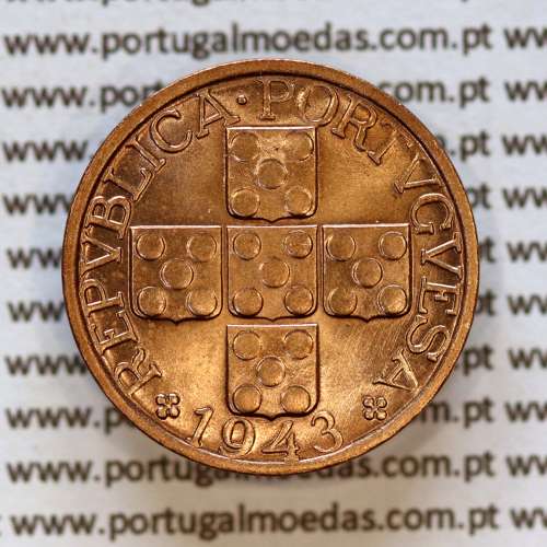 20 centavos 1943 Bronze Republica Portuguesa, XX centavos 1943 bronze, (Soberba), World Coins Portugal KM 584 a1