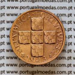 Portugal, bronze coin of 20 centavos 1943 Portuguese Republic, XX centavos 1943 Bronze (AU), World Coins Portugal KM 584 a1
