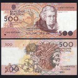 Nota de 500 Escudos 1993 Mouzinho da Silveira, CHT 037409, Chapa: 12 - Banco de Portugal (Circulada), Pick 180