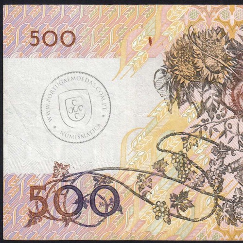 500 Escudos Banknote 1993 Mouzinho da Silveira, CHT 037409, Plate: 12 - Bank of Portugal (Circulated), Pick 180