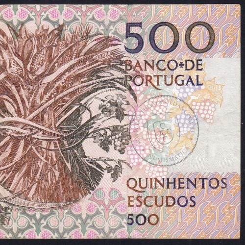 Nota de 500 Escudos 1993 Mouzinho da Silveira, CHT 037409, Chapa: 12 - Banco de Portugal (Circulada), Pick 180