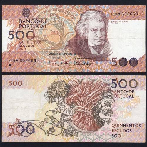 Nota de 500 Escudos 1993 Mouzinho da Silveira, Chapa: 12 - Banco de Portugal (Circulada), Pick 180