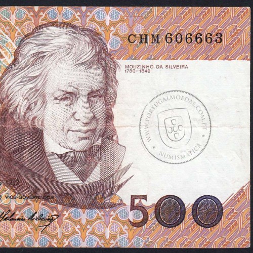 Nota de 500 Escudos 1993 Mouzinho da Silveira, Chapa: 12 - Banco de Portugal (Circulada), Pick 180