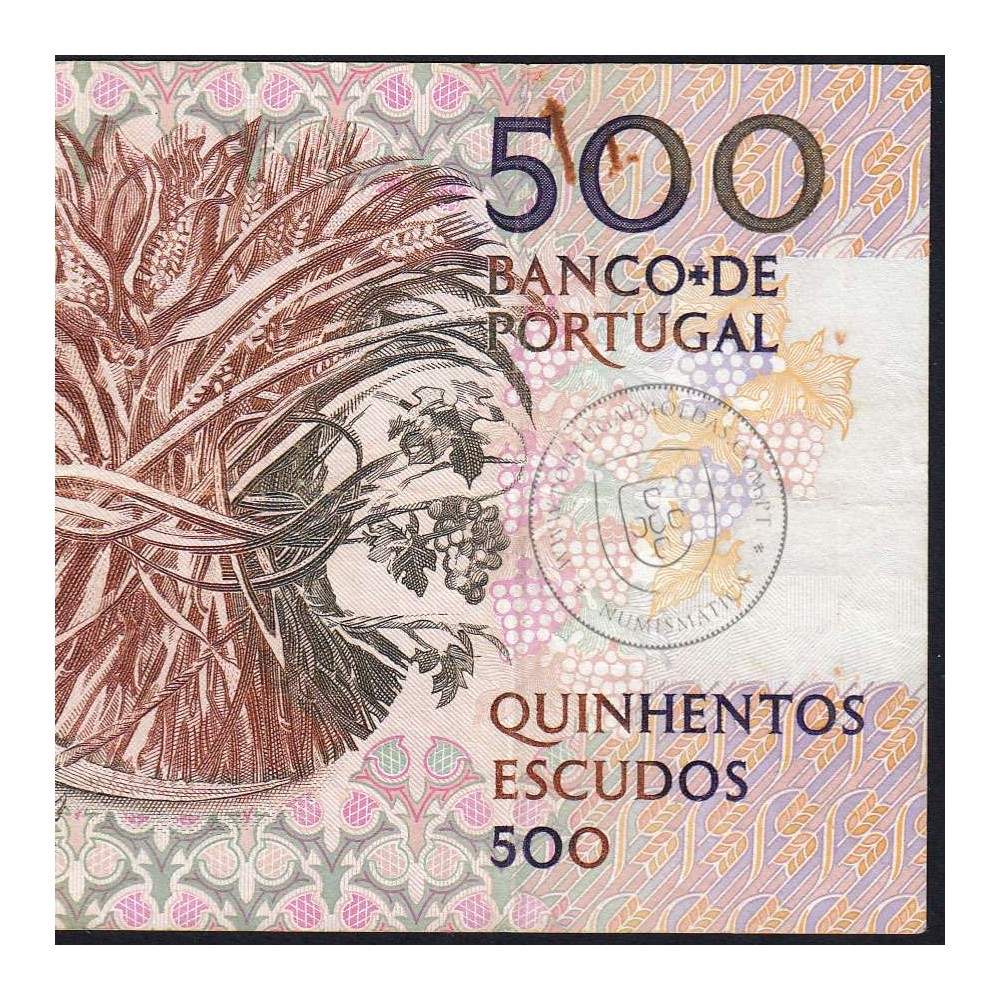 Nota de 500 Escudos 1993 Mouzinho da Silveira, Chapa: 12 - Banco de Portugal (Circulada), Pick 180